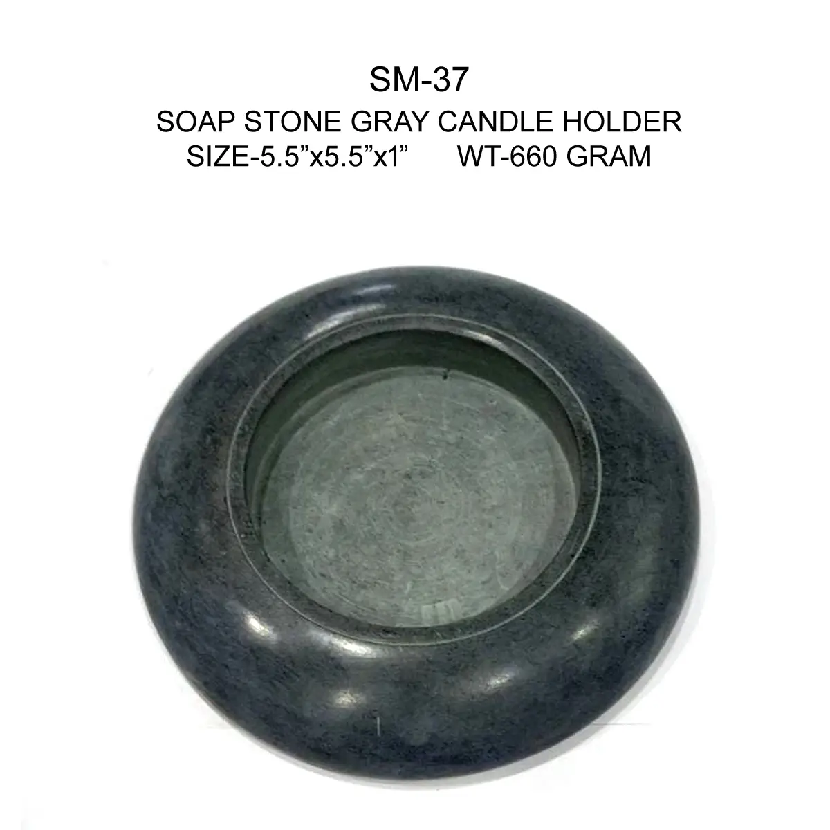 SOAP STONE GREY CANDLE HOLDER